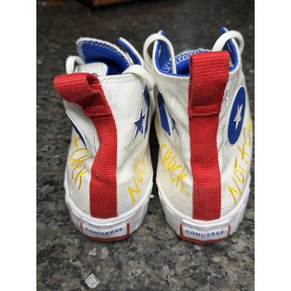 Converse Not A Chuck High Top Shoes White/Blue/Red Size 12 – Preowned - Picture 11 of 14